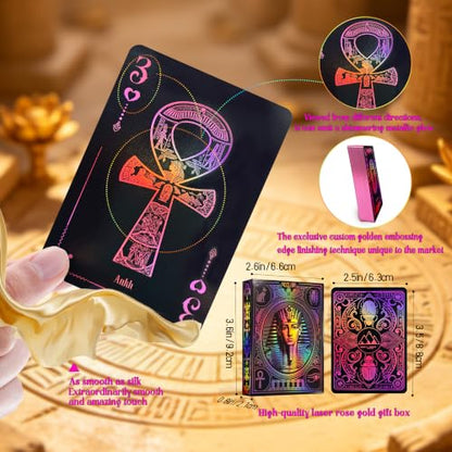WJPC Black Rose Gold Foil Edge Ancient Egyptian Elements Playing Cards, Poker Cards,Deck of Cards for Game Party Gift (Black Rose Gold) - color: Black Rose Gold