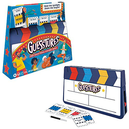 Hasbro Gaming Guesstures Game, Charades Games for 4 or More Players, Includes Customizable Cards and Clapper, Family Party Game for Ages 8 and Up
