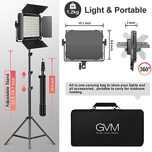 GVM RGB LED Video Light with Bluetooth Control, 360° Full Color 1000D PRO Video Lighting Kit with 736pcs Led Beads, 2 Packs Led Panel Light for YouTube Studio, Video Shooting, Conference, CRI 97+ - color: 1000D