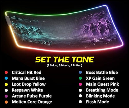 RGB Gaming Mouse Pad Large Extended Desk Mat 35.4x15.7in XXL XXXL Mousepad LED Light Up Keyboard Mat PC Gamer Desk Pad Gaming Accessories Extra Big Mouse Mat for Desk - Phantom Protocol - color: Phantom Protocol