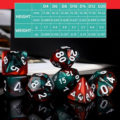 Coyeekn 35-Set DND Polyhedral Dice with Storage Pouch | 245 Total Polyhedral Dice, 7 Per Set, 35 Complete Dice Sets (D4-D20), Great for D&D, MTG & Tabletop RPG Games - color: 35set-245pcs