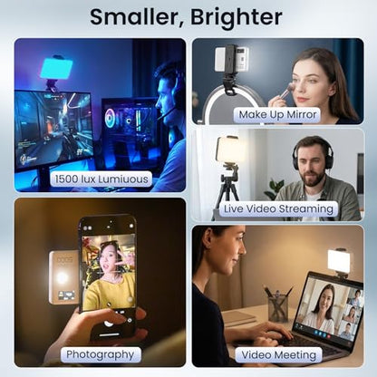 Selfie Phone Light with Magnetic,120 LED 1800K-10000K 4900mAh + Power Bank RGB Video Light CRI 96+ Professional Portable Lighting - size: 120