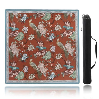 Mahjong Mat for Table, 31.5" x 31.5", Anti-Slip Noise Reduction Mahjong Table Cover with Carrying Bag, Perfect for Poker, Card, Board & Tile Games (Birds 04) - style: Birds 04