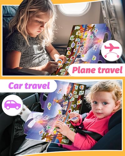 Walenced Reusable Sticker Book for Toddlers, Travel Stickers for Kids, Toddler Craft Activities Toys, Birthday Gifts for Boys & Girls - style: Dinosaur