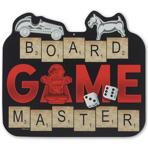 Hasbro Board Game Master Metal Sign | Fun Game Room Wall Decor Featuring Scrabble, Monopoly and Candy Land - color: Black