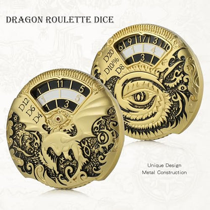 Dragon Roulette Spinner Dice DNDND 7-in-1 Fidget Spinner Metal DND Dice Set with Luxurious Gift Box for Dungeons and Dragon and Tabletop Game (Gold with Black) - color: Dragon Gold