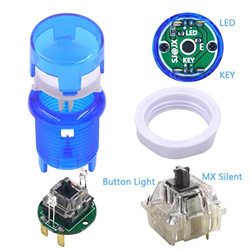 8 PCS Arcade Game LED Push Buttons with Cherry MX Mechanical Keyboard Microswitch Logo X Y Start Select for PC MAME Raspberry Pi Blue - color: Blue