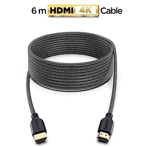 PowerBear 4K HDMI Cable 20 ft | Long Hdmi Cable, Braided Nylon & Gold Connectors, 4K @ 60Hz, Ultra HD, 2K, 1080P, ARC & CL3 Rated | for Laptop, Monitor, PS5, PS4, Xbox One, Fire TV, & More - size: 20ft