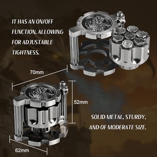 Metal Bullet Polyhedral Dice Set of 7 with Spinning Revolver Cylinder Case - Cyberpunk Style for D&D, RPG, and War-Themed Tabletop Games (Silvery) - color: Bullet Silvery