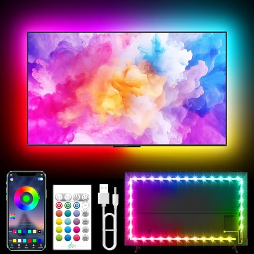 Tyute TV LED Lights, 18.0ft LED Backlight for 40-75 Inch TV Behind Lighting | RGB Color Changing, Scene Modes, with APP & Remote Control, Music Sync, USB Powered Light Strip for Bedroom Gaming Room Decor - color: RGB (Red, Green, Blue), size: 18.0FT for 4