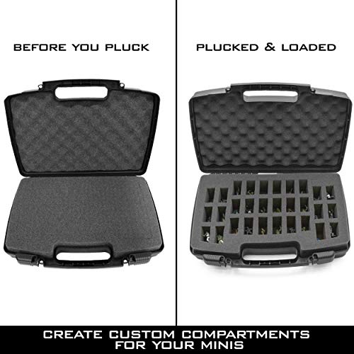 CASEMATIX Hard Shell Miniature Storage Travel Case - 30 Figurine Miniature Organizer and Miniatures Carrying Case with Foam Compatible with Roleplaying Minis