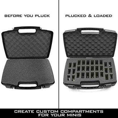 CASEMATIX Hard Shell Miniature Storage Travel Case - 30 Figurine Miniature Organizer and Miniatures Carrying Case with Foam Compatible with Roleplaying Minis