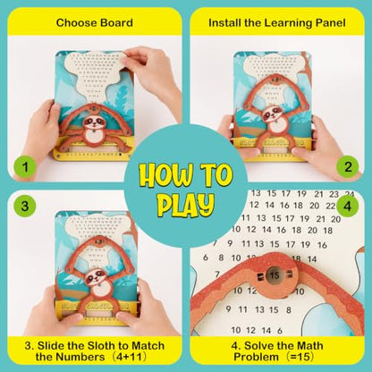 Sloth Calculator Math Toy, Montessori Math Manipulatives for Kids, Addition & Multiplication Practice Board, Hands-On STEM Learning Toy for Classroom & Homeschool, Gift for Ages 6+