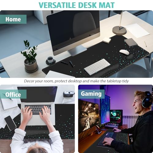 Desk Mat for Keyboard and Mouse,4in1 XXL Mousepad + Keyboard Wrist Rest+Mouse Wrist Rest+Coaster Set with Ergonomic Desk Pad for Home Office(Black Bluestar) - color: Black Bluestar