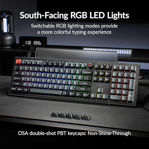 Keychron V6 8K Full Size Wired Mechanical Keyboard with Programmable Knob, 8000 Hz Polling Rate, OSA PBT Keycaps, Hot-swappable Super Brown Switchs, RGB Backlit for Mac Windows Linux - color: Brown Switch