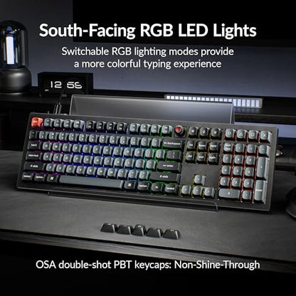 Keychron V6 8K Full Size Wired Mechanical Keyboard with Programmable Knob, 8000 Hz Polling Rate, OSA PBT Keycaps, Hot-swappable Super Banana Switchs, RGB Backlit for Mac Windows Linux - color: Banana Switch