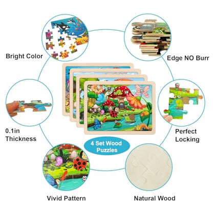 Wooden Puzzles for Kids Ages 4-6, 24 Piece Animals Puzzles for Toddlers,Jigsaw Puzzles for Kids Ages 3-5, Preschool Educational Puzzles Board Toys Gifts for Boys and Girls 3 4 5 6 Years Old - style: Wooden puzzles