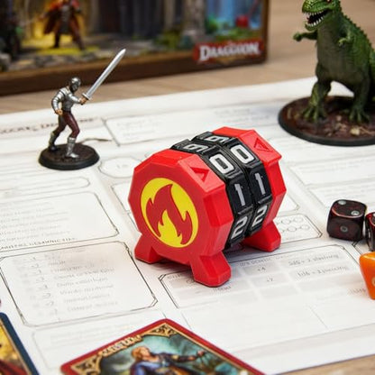 MTG Life Counter, 00-99 Range Poison Counter Wheel with Lotus Symbol, Readability Health Tracker Dial for Commander EDH Damage, Friday Night Magic, RPG TGG Card Games - color: Flame (Yellow + Red), size: 2-Grid Game Counter