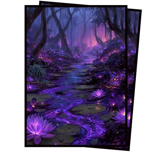 Card Sleeves for (MTG) - 100 Full Art Panoramic Lands,MTG lorwyn Premium Matte, 5 Color Landscape Art (Black) - color: Black