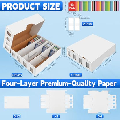 4 Pack Trading Card Storage Box 12500+ Count Cards Storage Box with 48 Card Divider White Sports Card Boxes Bulk Card Cases Cardboard Card Collection Trading Card Boxes for Basketball MTG TCG Cards - size: 4 Set-2