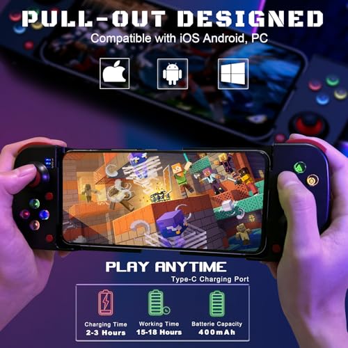 Megadream Mobile Game Controller Gamepad for iPhone iOS Android PC: Works with iPhone 16/15/14/13/12/11, iPad, Samsung Galaxy, TCL, Tablet, Call of Duty, Roblox - Directly Play (Blue+Green) - color: Green Blue