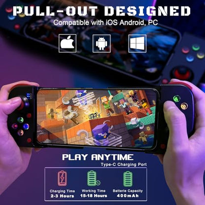 Megadream Mobile Game Controller Gamepad for iPhone iOS Android PC: Works with iPhone 16/15/14/13/12/11, iPad, Samsung Galaxy, TCL, Tablet, Call of Duty, Diablo Immortal - Directly Play (Blue+Red2) - color: Blue+Red2