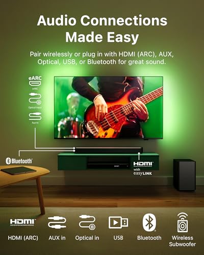 Philips B5309 2.1 Channel Soundbar with Wireless Subwoofer - Bluetooth, HDMI ARC, DTS Virtual:X, 240W Max Power, Dark Grey - style: B5309 Soundbar with Wireless Subwoofer