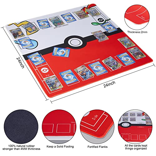 Biouai Playmat for Trading Card Game - 2 Player Trainer Mat for Game with Carry Case Tube(Black) - color: Black