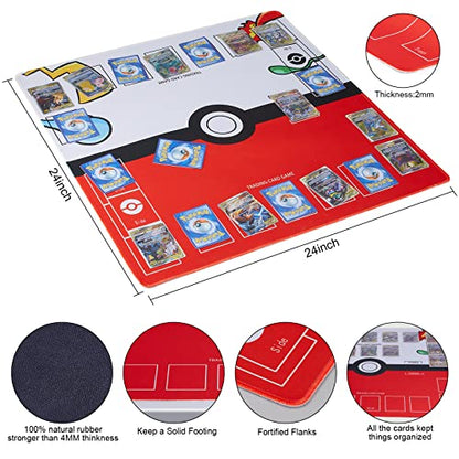 Biouai Playmat for Trading Card Game - 2 Player Trainer Mat for Game with Carry Case Tube(Black) - color: Black