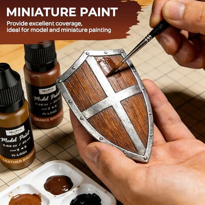 Nicpro 10 Colors Wood & Leather Model Paint Set, 20ml Ready to Use Modeling Acrylic Paints, Brush & Airbrush Compatible, Miniature Paint Set for Beginner & Pro on Model, Figure, Crafts, with 1 Thinner - style: Wood & Leather