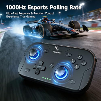 AceGamer Wireless Pocket Controller for Nintendo Switch/Switch 2/Android/iOS/PC/Steam Deck/Phone,1000Hz Polling Rate, Bluetooth Controller with Lift-and-Lock Joysticks/6-Axis Gyroscope/Turbo/Vibration (Black) - color: Black, size: Small
