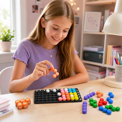 Genius Noodle — 2-Player Ball Puzzle Race | Roll 5 Dice, 7,776 Unique Challenges, 100% Solvable | 2 Boards, 2 Sets of 14 Colorful Noodle Pieces | STEM Brain Teaser for Kids Ages 6+, Family Game Night