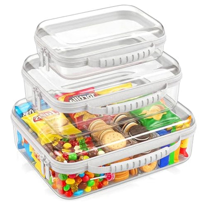 Clear Hard Shell Organizer Cases, 3 Pack with Handle | Durable PET shell with water-resistant, scratch-resistant surface for travel, toiletries, electronics and toys - color: White1