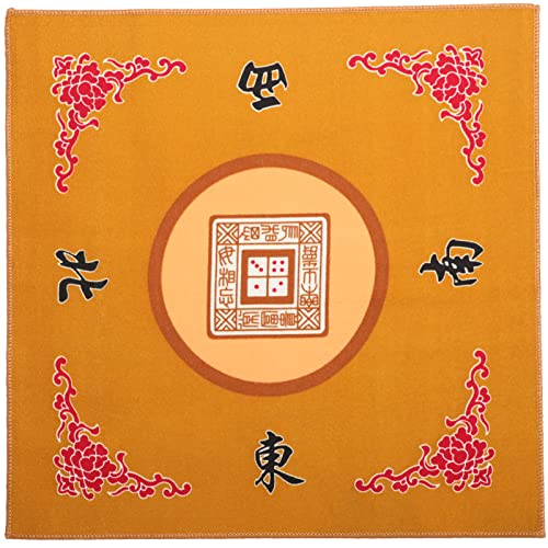 Mahjong Mat with 3 Dice, Mahjong Table Mat for Poker, Card Games, Board & Tile Games, Anti Slip and Noise Reduction Table Cover (Yellow, 31.5 inches) - color: Yellow