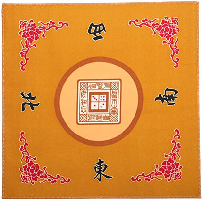 Mahjong Mat with 3 Dice, Mahjong Table Mat for Poker, Card Games, Board & Tile Games, Anti Slip and Noise Reduction Table Cover (Yellow, 31.5 inches) - color: Yellow