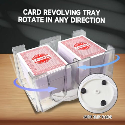 GSE 6-Deck Revolving Canasta Card Tray, 360° Rotating Playing Cards Holder | Canasta Card Holder, Swivel Cards Holder, Smooth Rotation, Cards Organizer For Hand & Foot, Rummy, UNO Games - size: 6-Deck