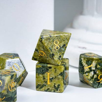 UDIXI Agate Gemstone Dice Set D&D Stone DND Dice Set for RPG Tabletop Games | Natural Stone, Premium Gift Box, DM Gift, for Dungeons and Dragons Role Playing Games - color: Brazilian Agate