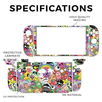 Glossy Glitter Gaming Skin Compatible with Nintendo Switch 2 Console Only - Monster Mash - Premium 3M Vinyl Protective Wrap Decal Cover - Easy to Apply | Crafted in The USA by MightySkins - color: Monster Mash, size: Switch 2 Console Skin Only, style: Glo