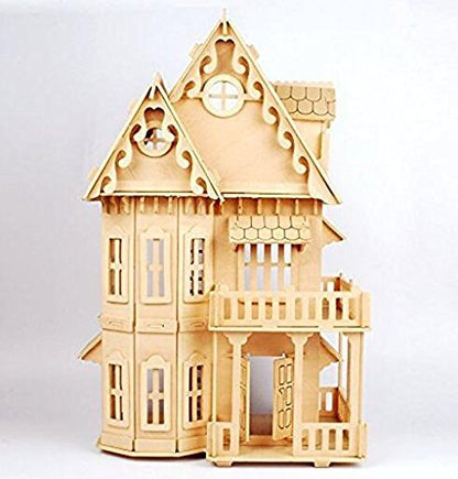 NWFashion 17" Wooden Dream Dollhouse 2 Floors with Furnitures DIY Kits for Christmas Party Dollouse (Gothic Furnitures Sets) - color: Gothic Furnitures Sets