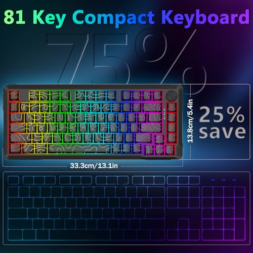 E-YOOSO 75% Wired Mechanical Gaming Keyboard, RGB Backlit, Red Switches | Hot Swappable Pre-lubed, Gasket Structure, Knob Control, Quiet Portable Compact Custom for PC, Black - color: Black, Red Switch