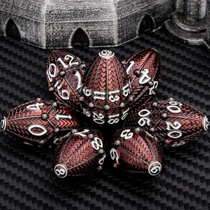ARUOHHA DND Metal Dice Black Red Dragon Egg Dice with Rotating Dragon Egg Shell, Role Playing Game RPG Polyhedral D and D Dice Set D20 D12 D10 D8 D6 D4 - color: Black Red