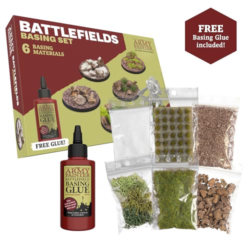 The Army Painter Battlefields Basing Set - Static Grass for Miniature Terrain Basing set - Static Grass & Free Basing Glue, Woodland Scenic Static Grass, Scenery Flocks - Master Quality Game Miniature