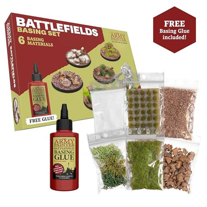 The Army Painter Battlefields Basing Set - Static Grass for Miniature Terrain Basing set - Static Grass & Free Basing Glue, Woodland Scenic Static Grass, Scenery Flocks - Master Quality Game Miniature