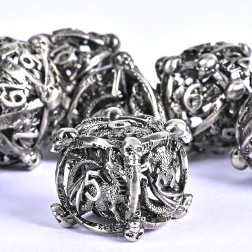 DND Metal Dice Set, UBEUCK 7PCS Gear Metal DND Dice Set for Dungeons & Dragons Board Games Boxes (Antique Nickel dice) - color: Antique Nickel Dice