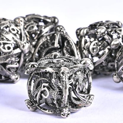 DND Metal Dice Set, UBEUCK 7PCS Gear Metal DND Dice Set for Dungeons & Dragons Board Games Boxes (Antique Nickel dice) - color: Antique Nickel Dice