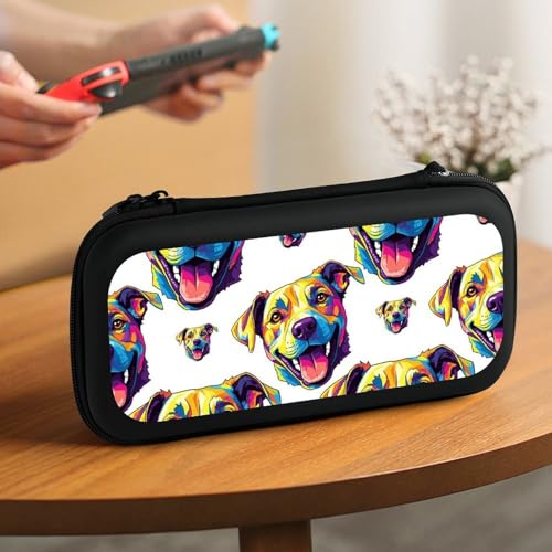 PPIKTC Carrying Case Compatible with Nintendo Switch, Travel Storage Holder Bag with 15 Game Cartridges, Watercolor Dog - color: Design (337)