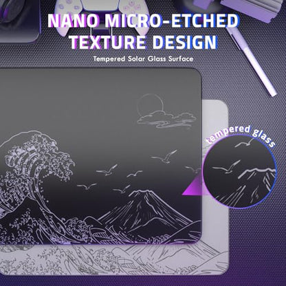 ATTACK SHARK CM05SE Glass Gaming Mouse Pad for FPS & Esports, Nano-Etched Tempered Glass Surface,Ultra-Smooth Low Friction Hard Mousepad,Waterproof Large Desk Mouse Mat for PC Setup,White Wave - color: White Wave