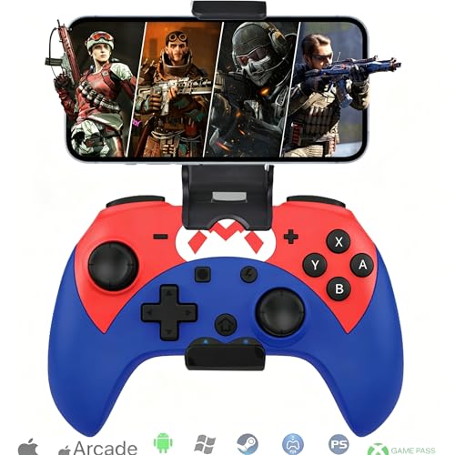 Megadream For iPad Controller, Gaming Controller Joystick Joypad with Adjustable Clamp for iOS 13.4+ Version, for iPhone 13/13 Pro/13 Mini/iPhone 12 Pro/Mini, Not for TV - Blue [Direct Play] - color: Dark Blue+Red