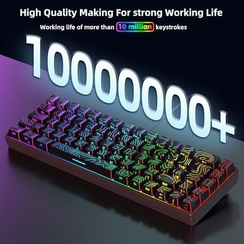 Snpurdiri 65% Wired Small Gaming Keyboard RGB 68-Key (Black) | Mini Gaming Keyboard Backlit Ultra-Compact , for PC/Mac Gamer, Typist, Travel, Easy to Carry on Business Trip - color: black