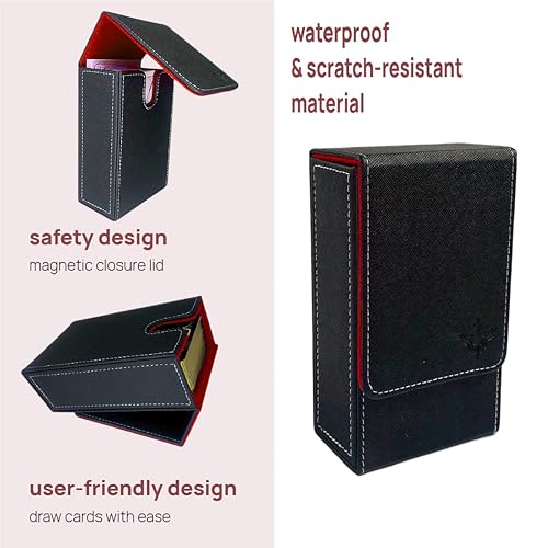 Tarot Card Holder, Leather Tarot Card Case, with Magnetic lid Closure-Suitable for Tarot Cards (red) - color: red